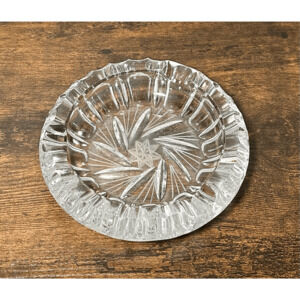 Vintage Cigar Ashtray Bohemian Czech Crystal with Brunswick Star Pinwheel Design